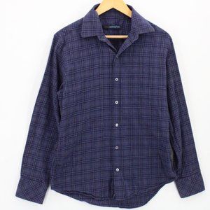 Zachary Prell Shirt Mens Navy Blue Plaid Casual Button Down Collared Size Small